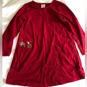 Red deer print cotton dress Hanna Andersson